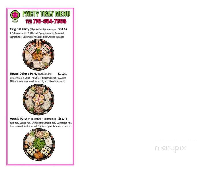 Ume Foods - Kelowna, BC menu_pic