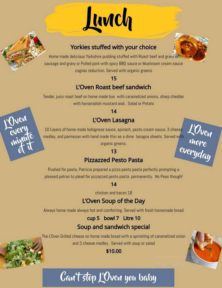 L'Oven Farm Fresh Food - West Kelowna, BC menu_pic