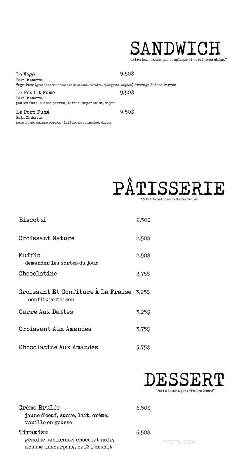 L'Erudit - Chicoutimi, QC menu_pic