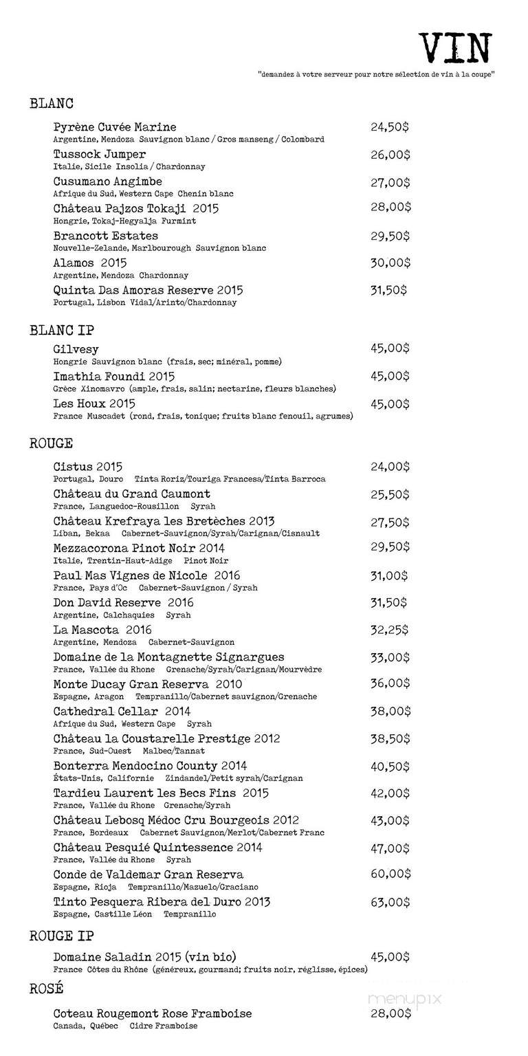 L'Erudit - Chicoutimi, QC menu_pic
