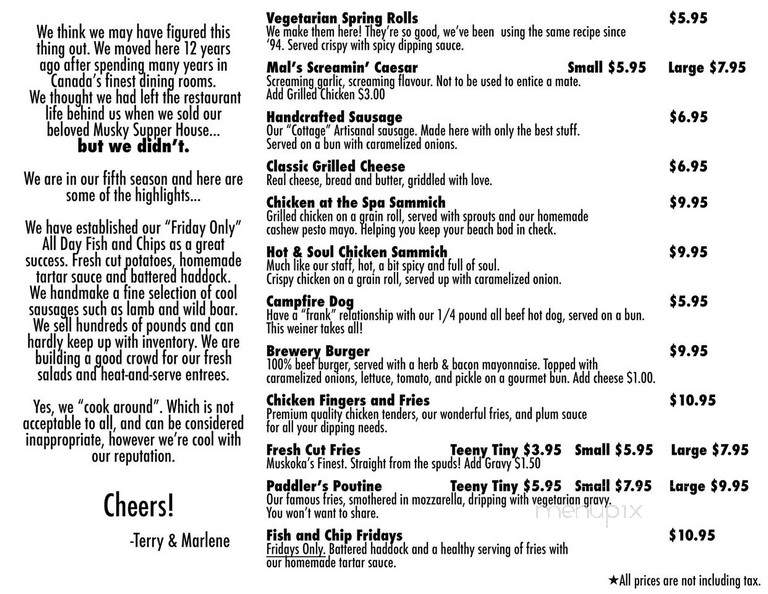 Fork In the Road - Baysville, ON menu_pic