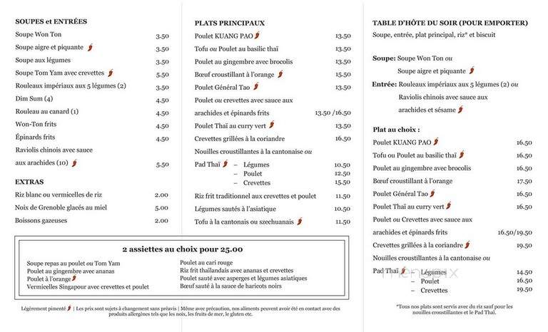 O Chinois Kameila - Montreal, QC menu_pic