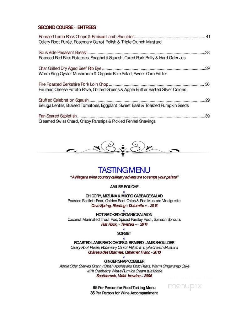 Escabeche Restaurant - Niagara On The Lake, ON menu_pic