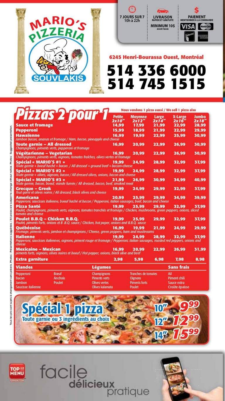 Mario's Pizzeria - Saint-Laurent, QC