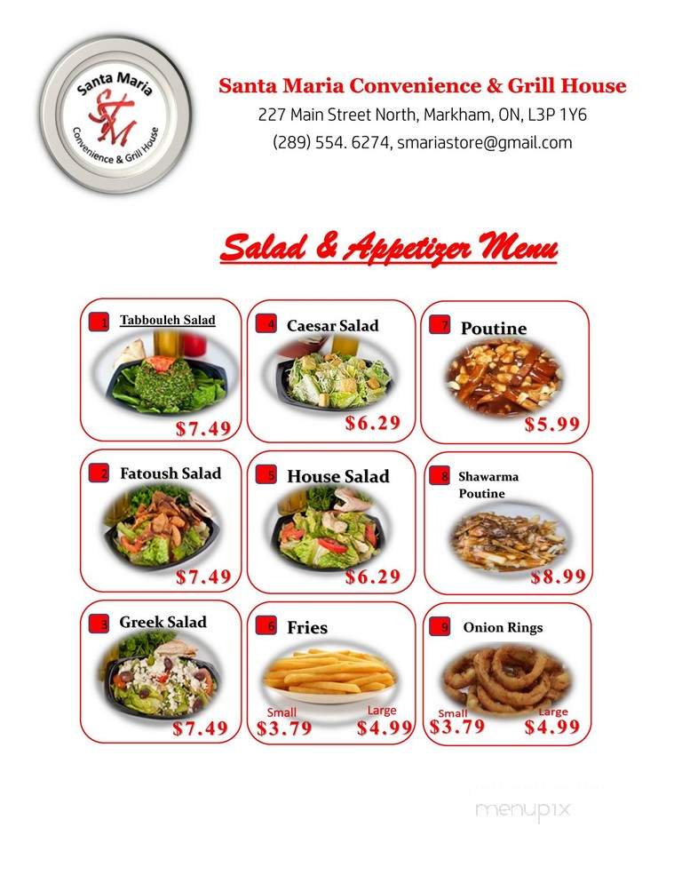 Santa Maria Grill - Markham, ON menu_pic