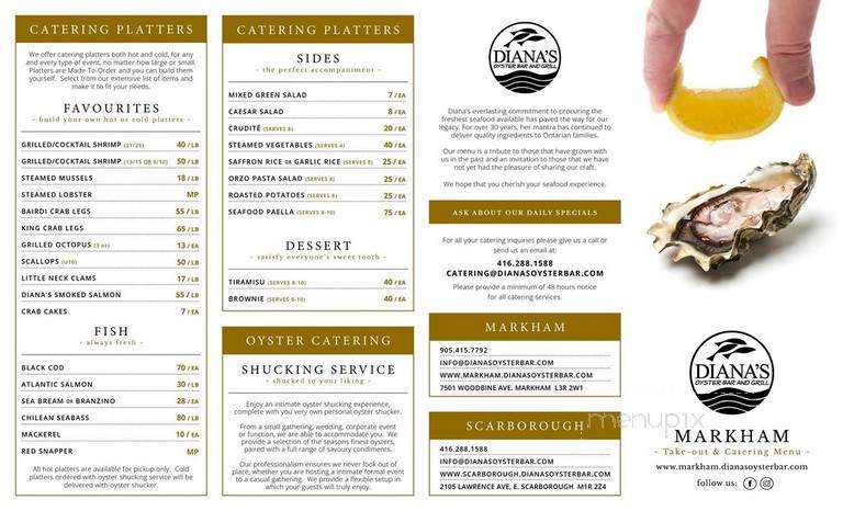 Diana's Oyster Bar And Grill - Markham, ON menu_pic