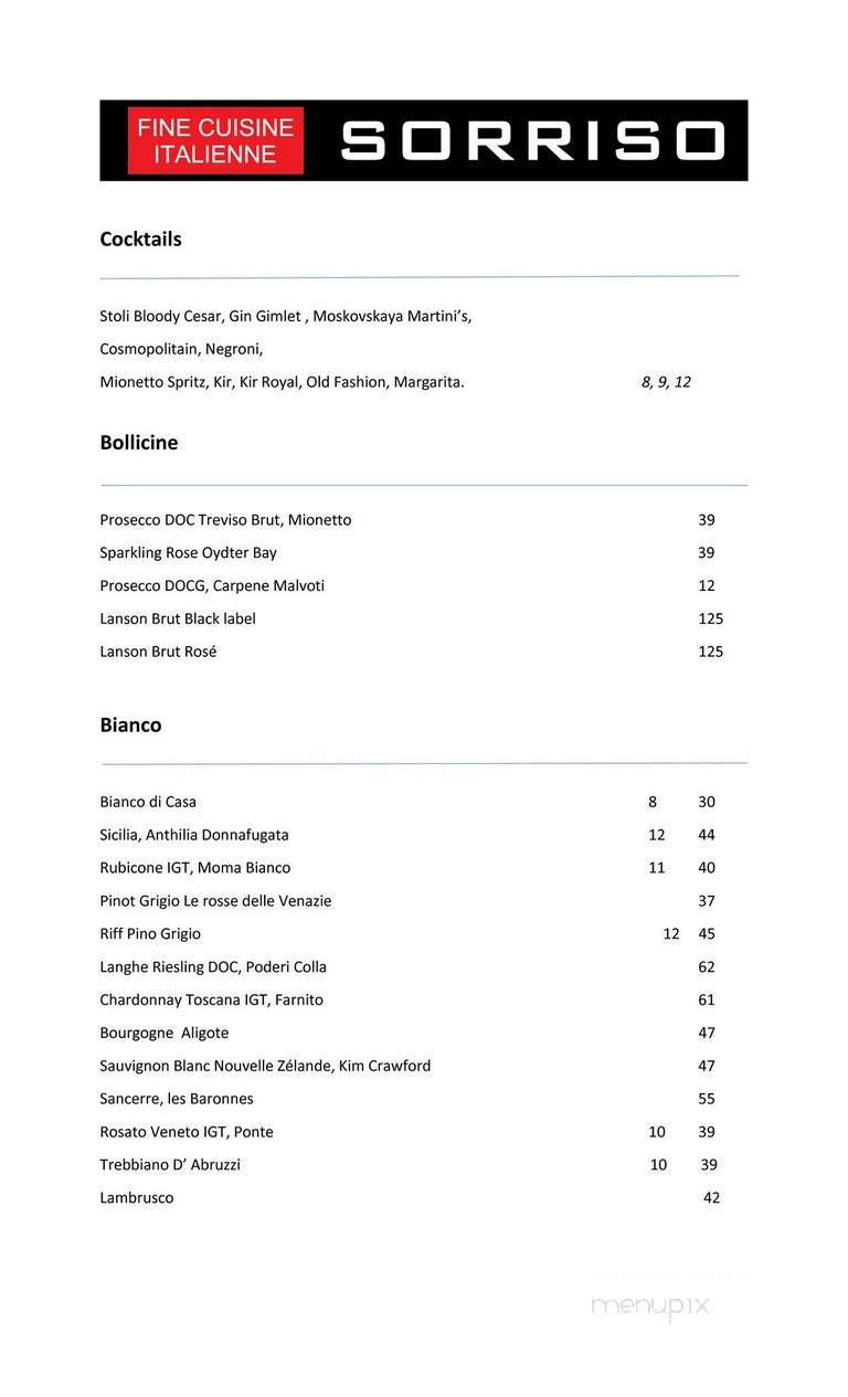 Sorriso - Montreal, QC menu_pic