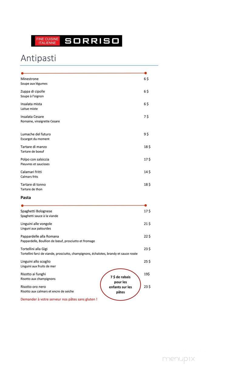 Sorriso - Montreal, QC menu_pic