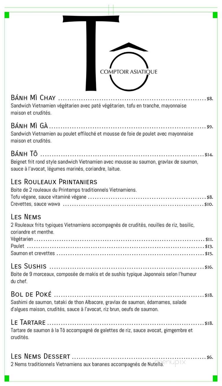 To Comptoir Asiatique - Montreal, QC menu_pic