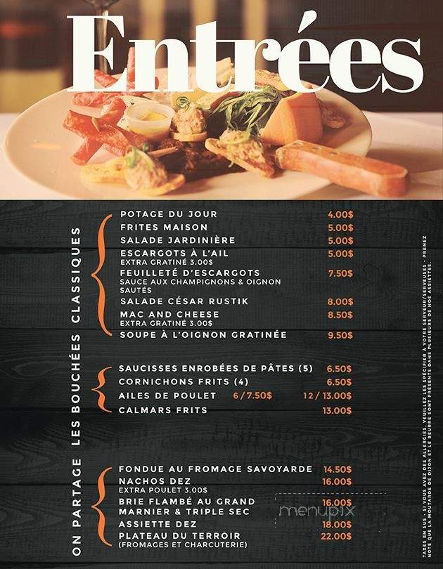 Dez Taverne Urbaine - Salaberry-de-Valleyfield, QC menu_pic