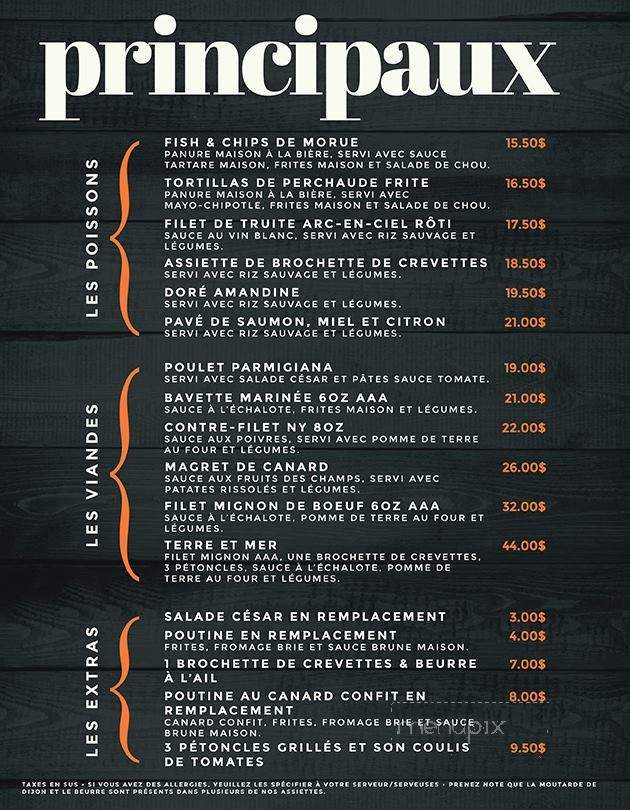 Dez Taverne Urbaine - Salaberry-de-Valleyfield, QC menu_pic