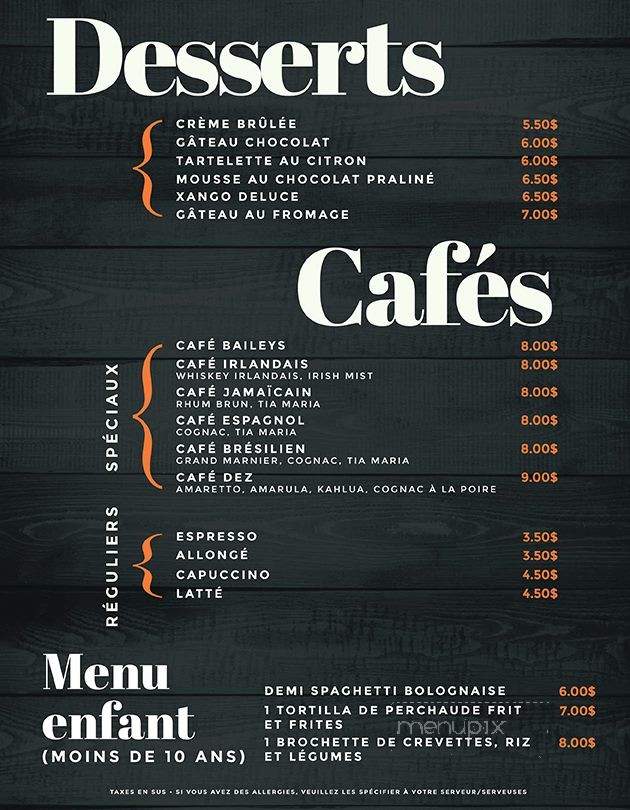 Dez Taverne Urbaine - Salaberry-de-Valleyfield, QC menu_pic