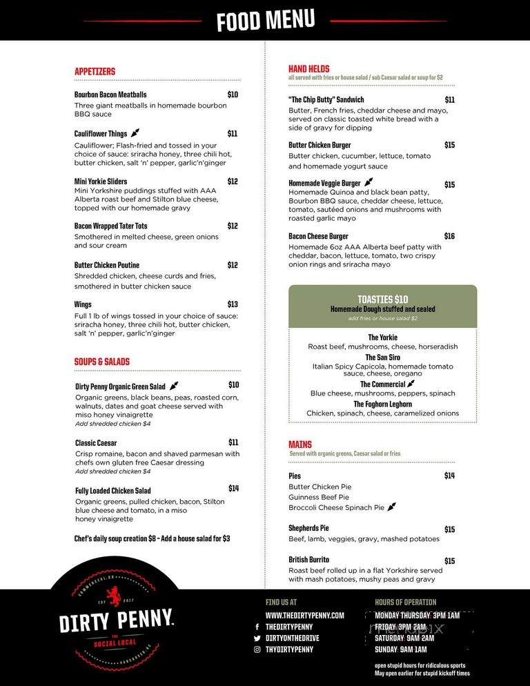 The Dirty Penny - Vancouver, BC menu_pic