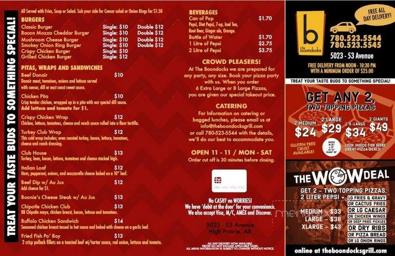 The Boondocks Grill - High Prairie, AB menu_pic