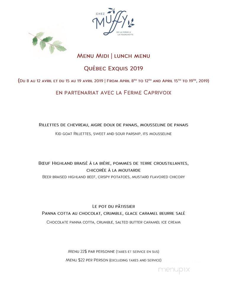 Chez Muffy - Quebec City, QC menu_pic