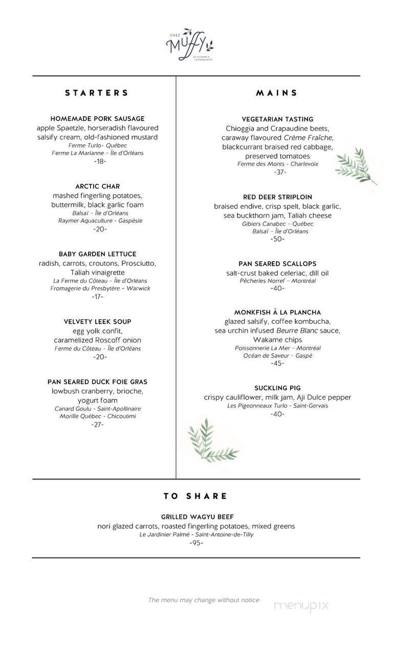 Chez Muffy - Quebec City, QC menu_pic