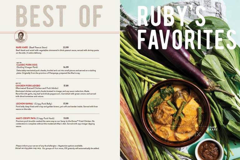 Max Restaurant - Calgary, AB menu_pic
