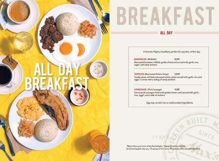 Max Restaurant - Calgary, AB menu_pic
