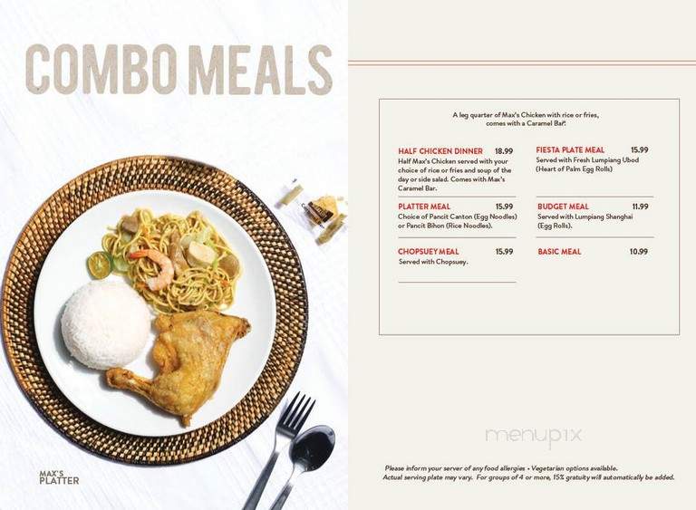 Max Restaurant - Calgary, AB menu_pic