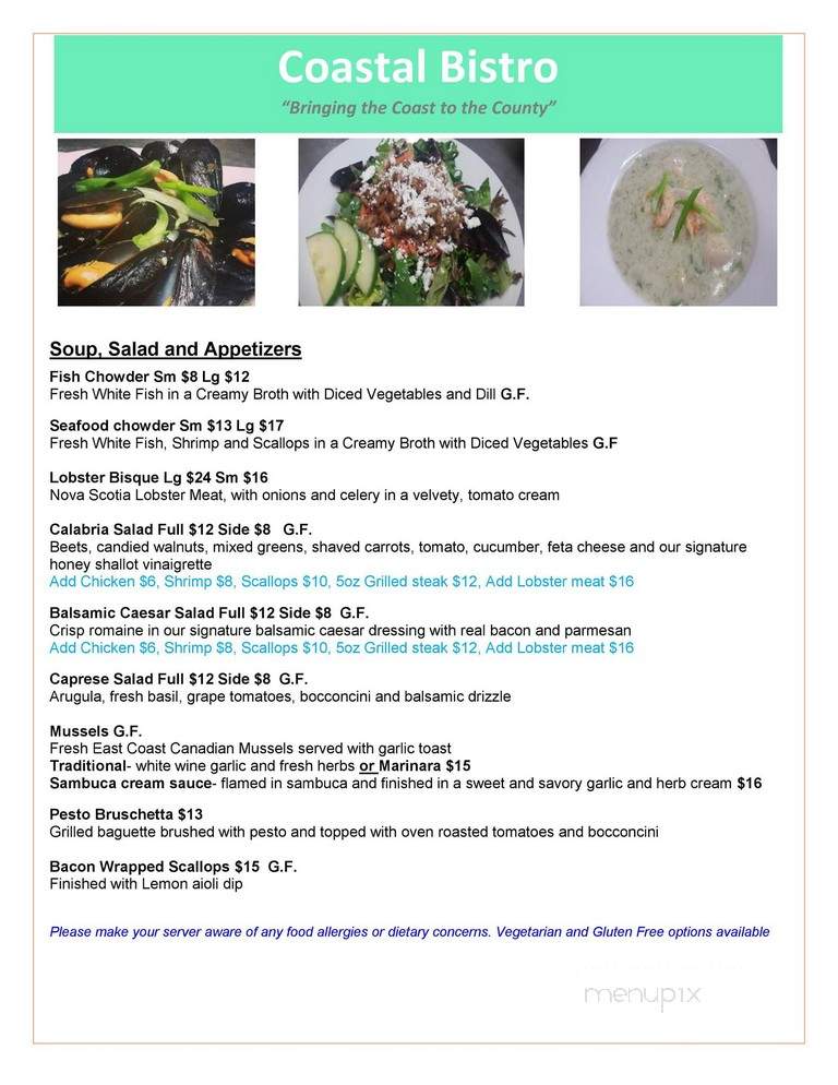 Calabria Coastal Bistro - Essex, ON menu_pic