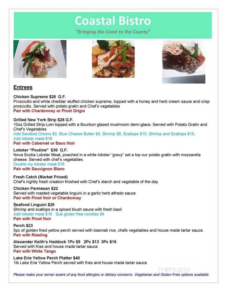 Calabria Coastal Bistro - Essex, ON menu_pic