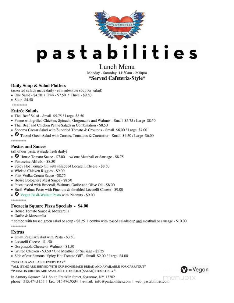 Pastabilities - Toronto, ON menu_pic