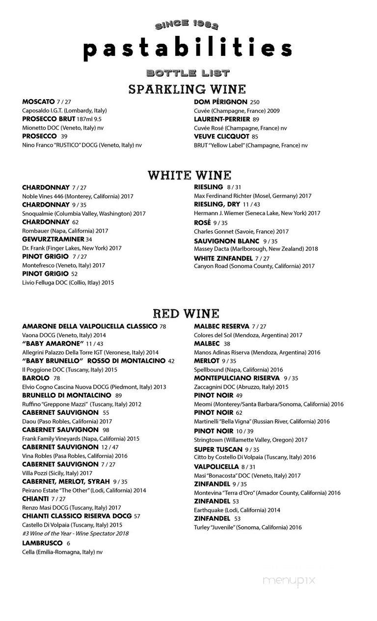 Pastabilities - Toronto, ON menu_pic
