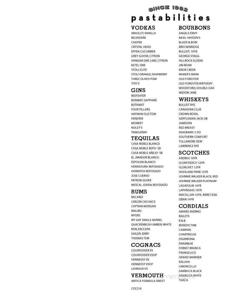Pastabilities - Toronto, ON menu_pic