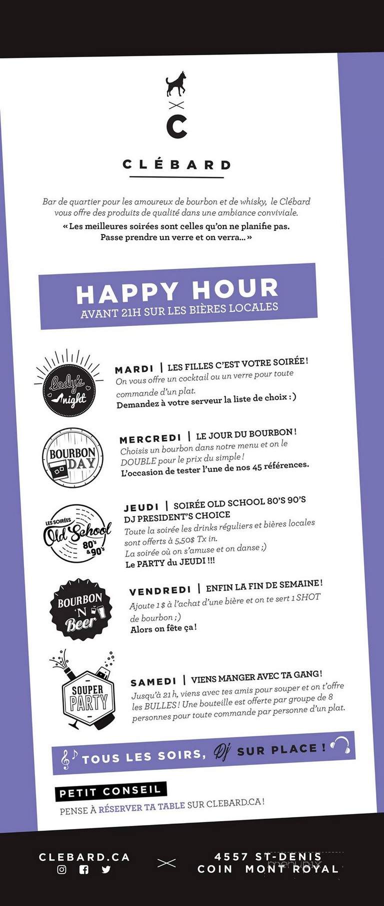 Clebard - Montreal, QC menu_pic