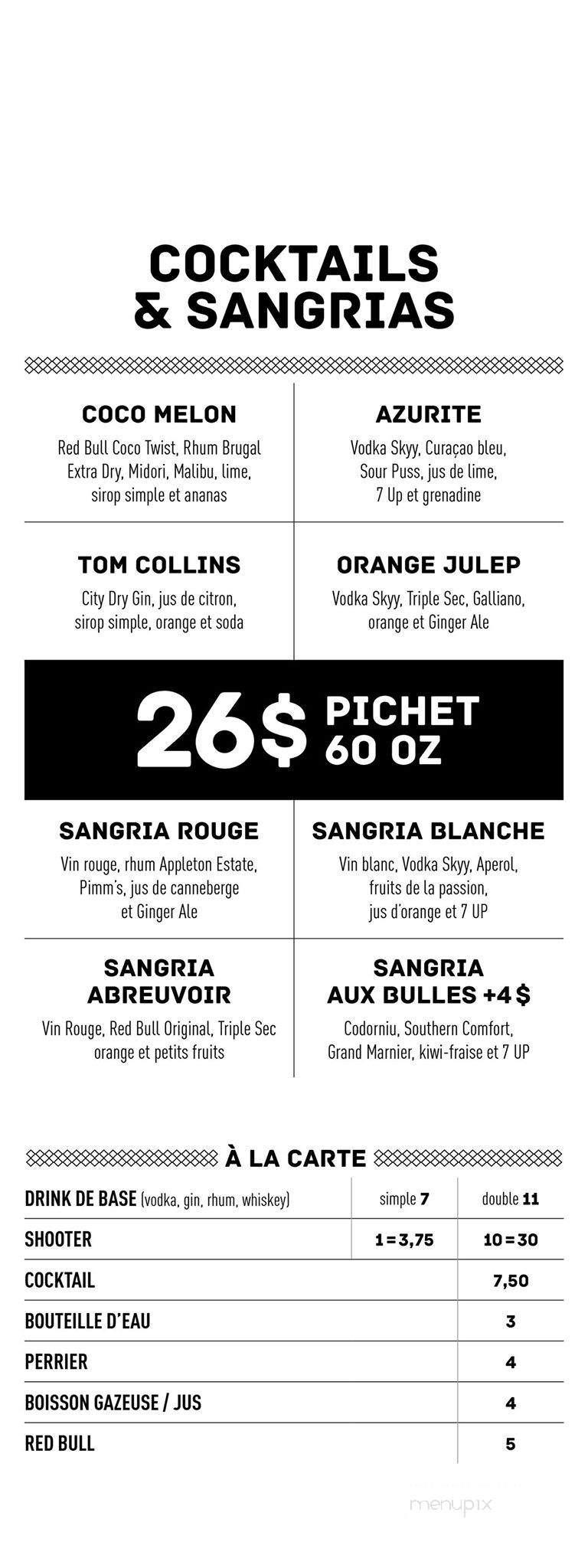 Abreuvoir Bar & Terrasse - Montreal, QC menu_pic