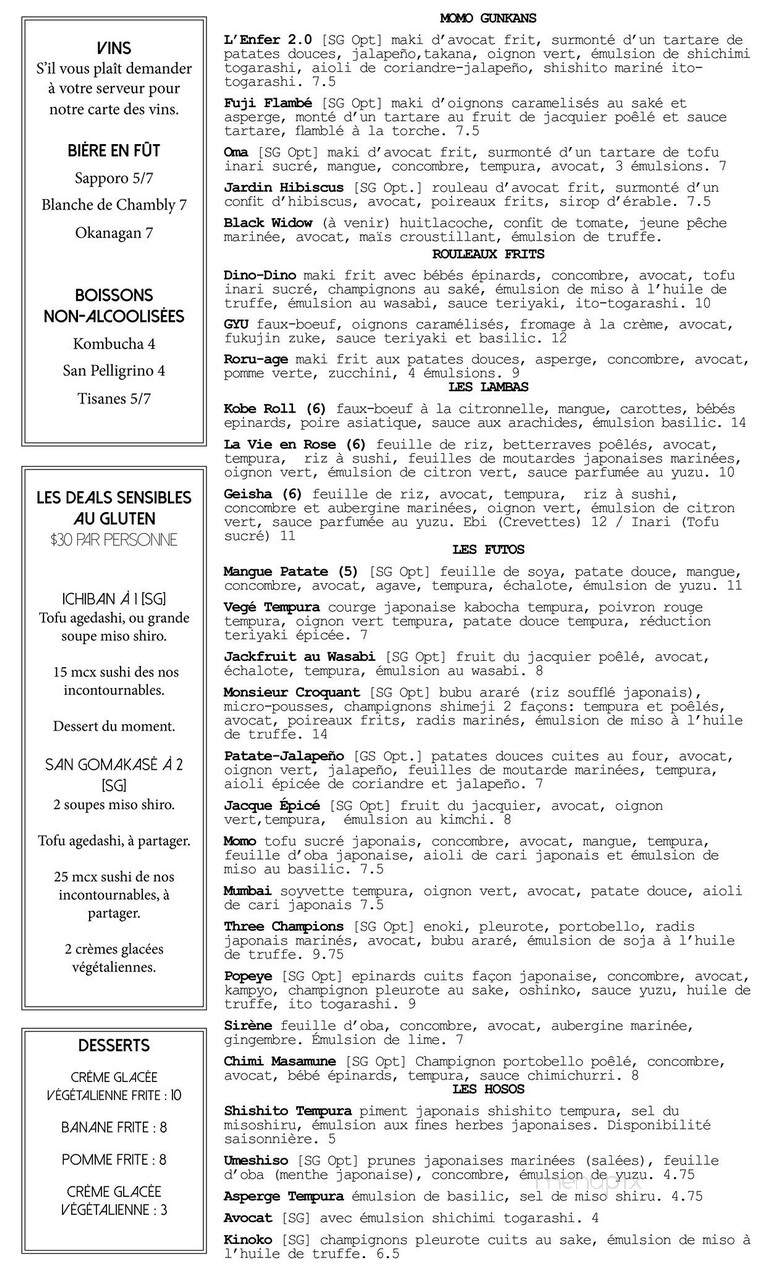 Sushi Momo - Montreal, QC menu_pic