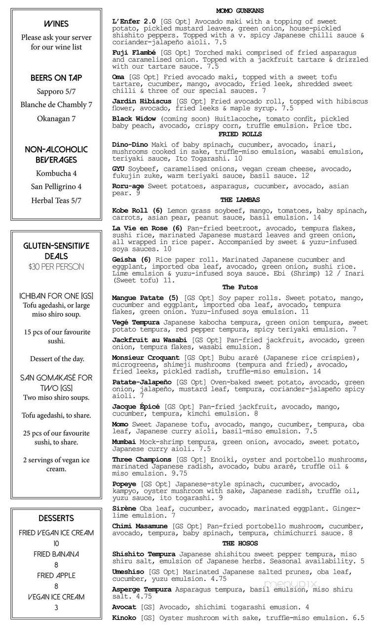 Sushi Momo - Montreal, QC menu_pic