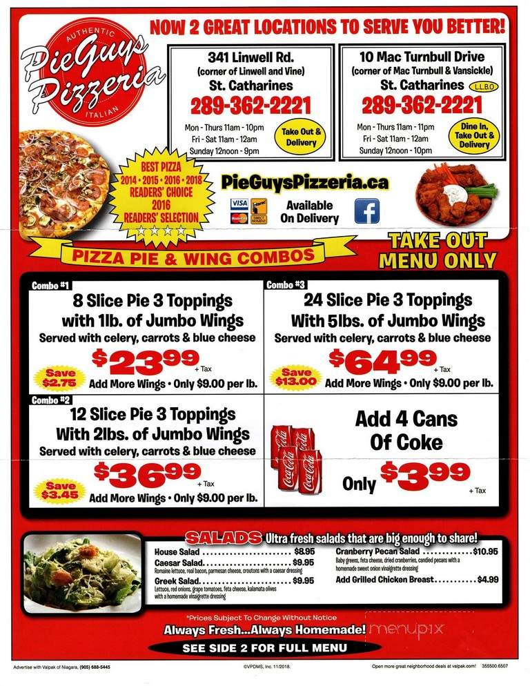 Bella Noella Pizzeria - St. Catharines, ON menu_pic