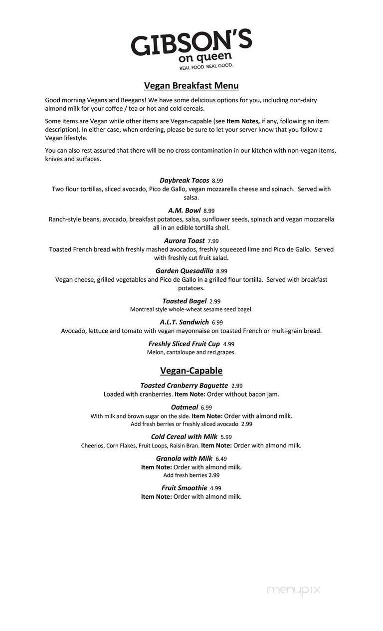 Gibsons On Queen - Ottawa, ON menu_pic