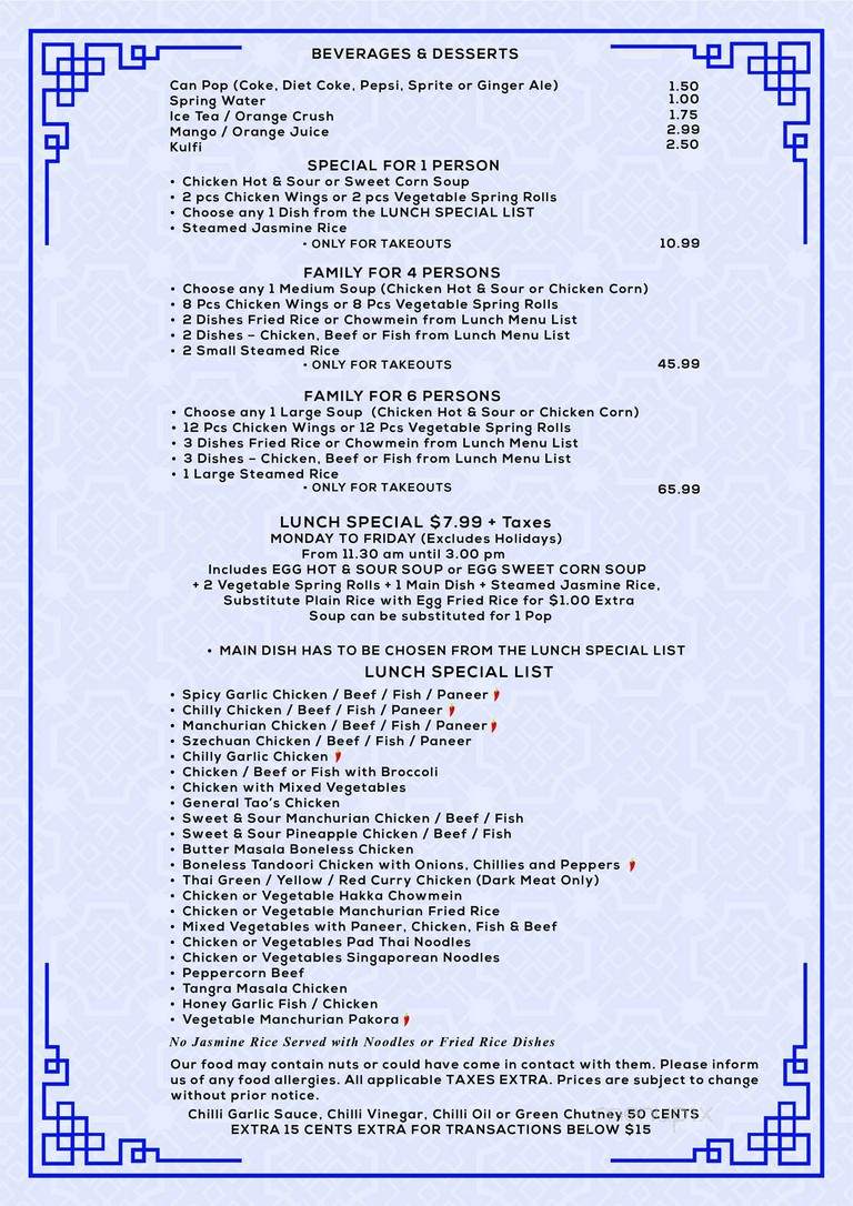 Blue Chopstix-Hakka Chinese & Thai - Guelph, ON menu_pic