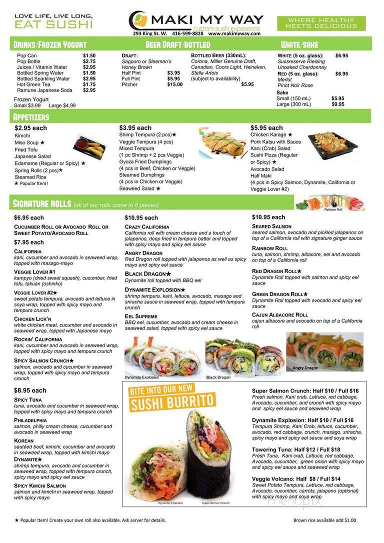 Maki My Way - Toronto, ON menu_pic