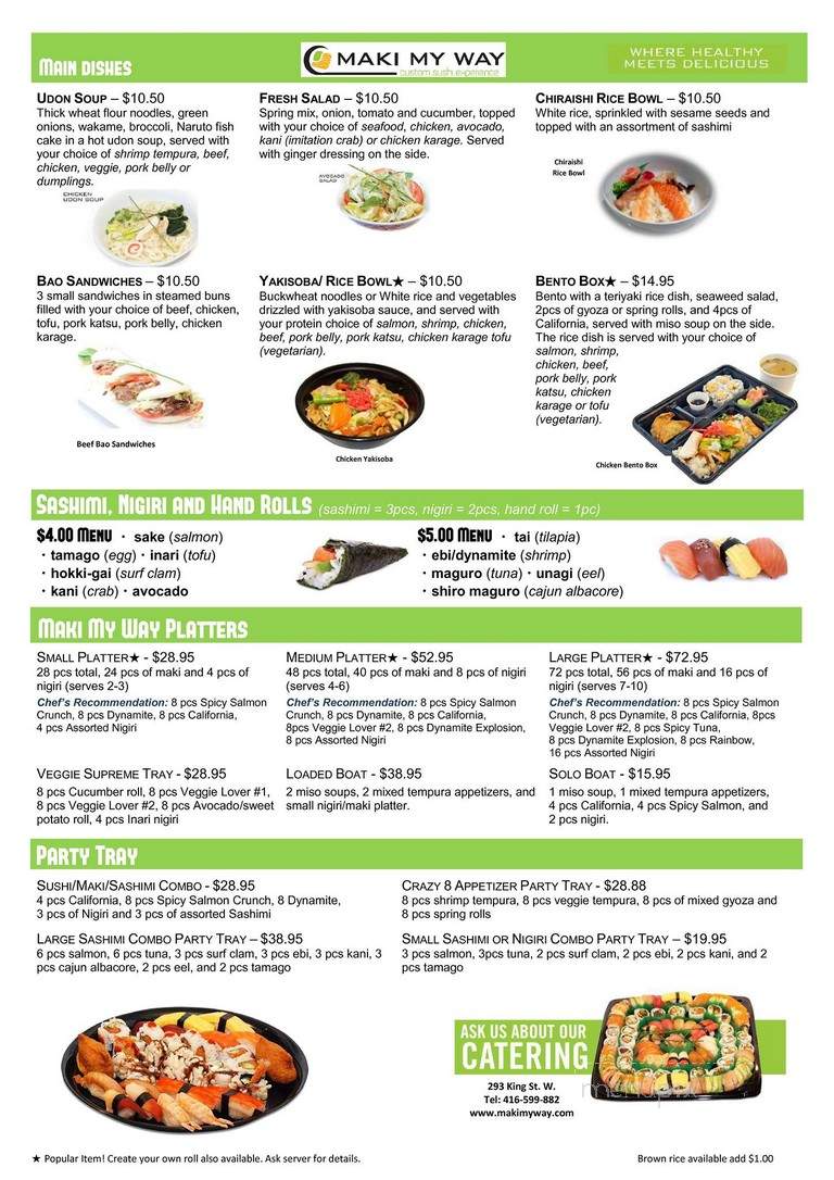 Maki My Way - Toronto, ON menu_pic