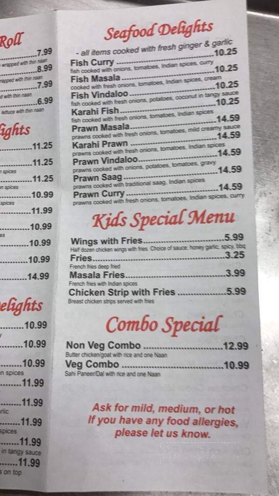 Curry and Kabab - Surrey, BC menu_pic