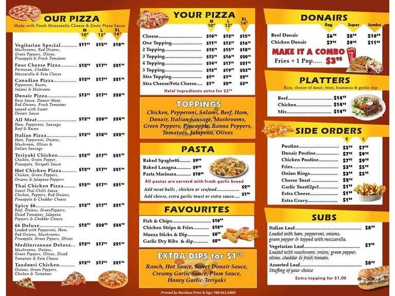 Pizza 66 - Edmonton, AB menu_pic