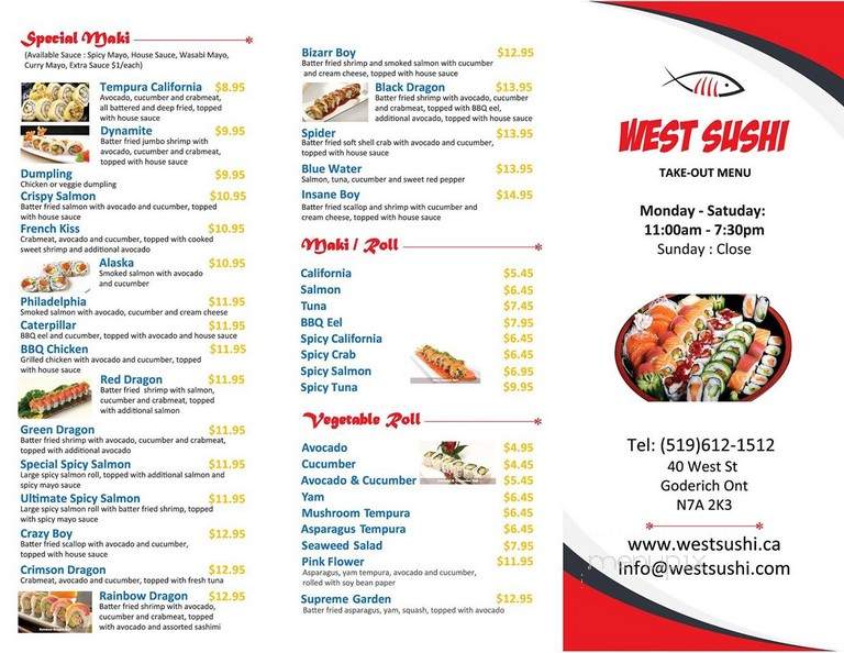 West Sushi - Goderich, ON menu_pic