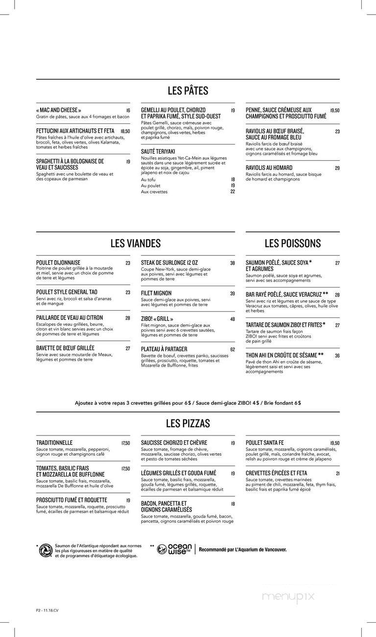 Restaurant Zibo - Montreal, QC menu_pic