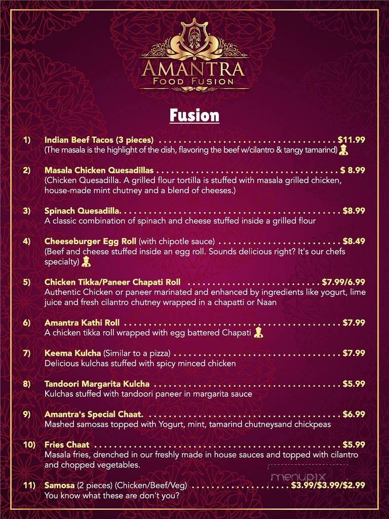Amantra Food Fusion - Mississauga, ON menu_pic