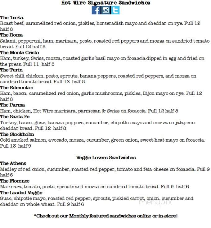 The Hot Wire Panini - Lethbridge, AB menu_pic