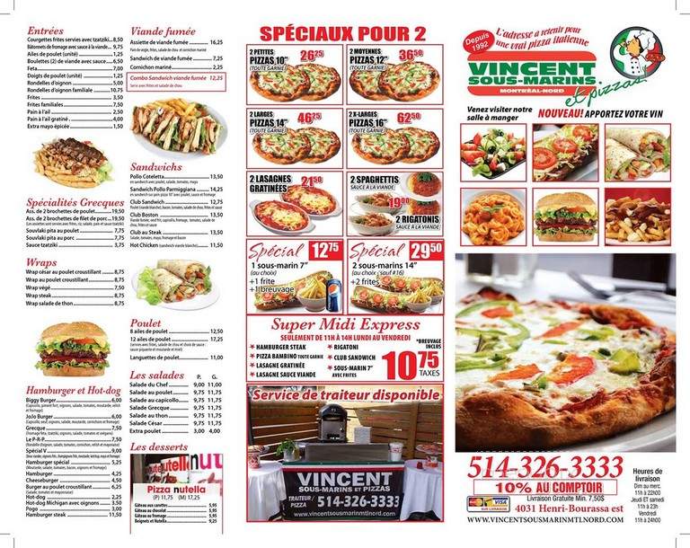 Vincent Sous-Marins - Montreal, QC menu_pic