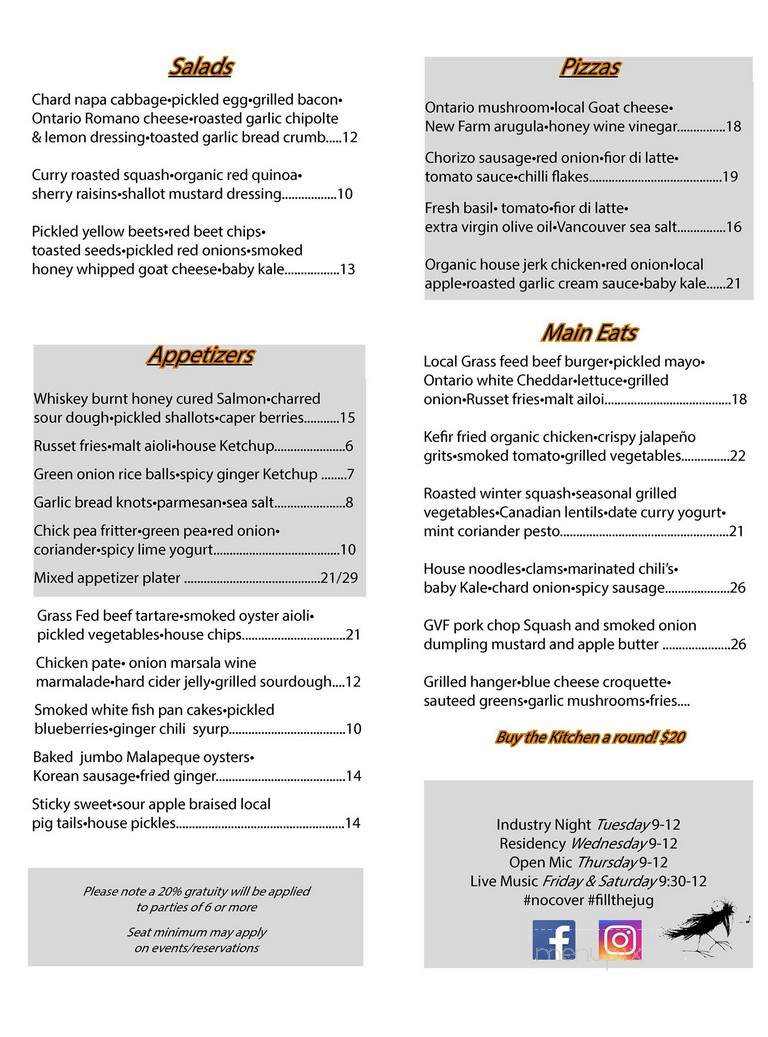 Crow Bar and Vareity - Collingwood, ON menu_pic