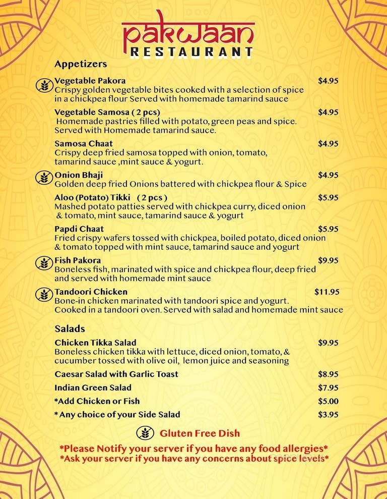 Pakwaan Restaurant - Kelowna, BC menu_pic