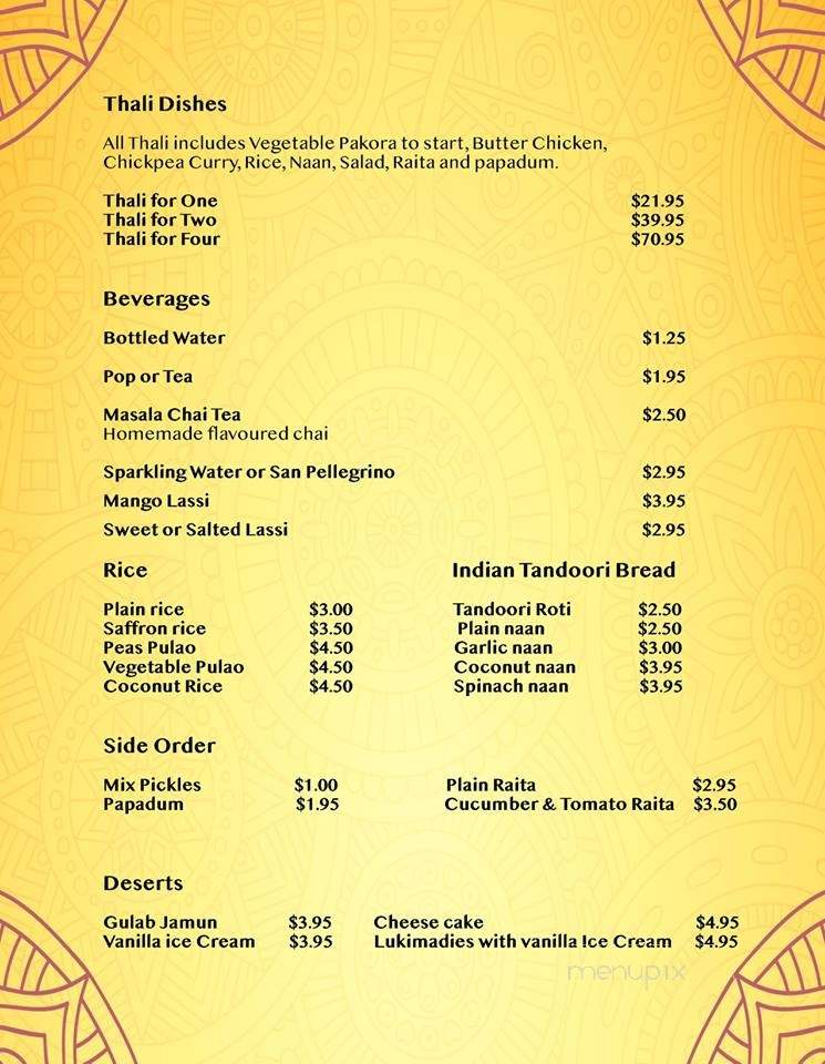 Pakwaan Restaurant - Kelowna, BC menu_pic