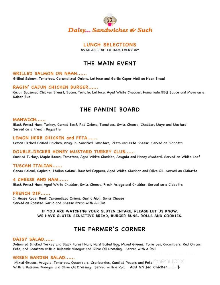 Daisy Sandwiches & Such - North Vancouver, BC menu_pic