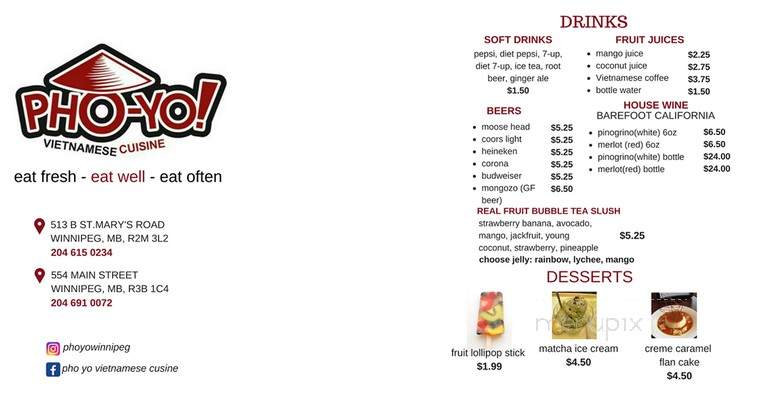 Pho Yo - Winnipeg, MB menu_pic