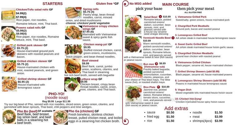 Pho Yo - Winnipeg, MB menu_pic